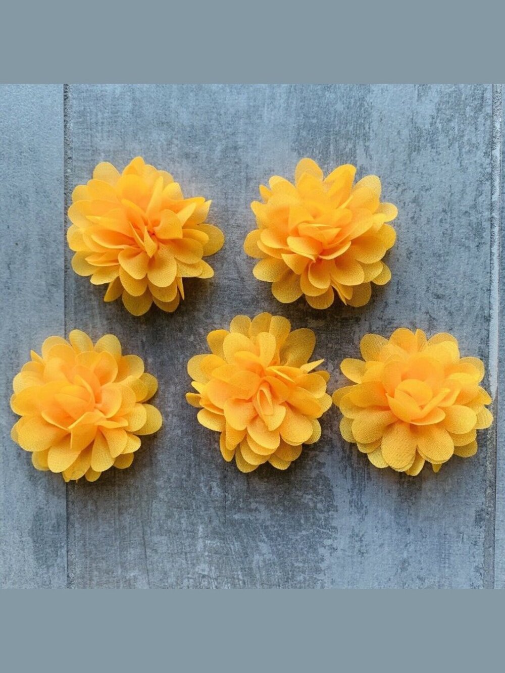 Handmade Set of 5 Chiffon Flower Fridge Refrigerator Magnets Boho Decor C Orange